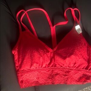 Maurices Red Lace Bra with Criss-Cross Straps Small